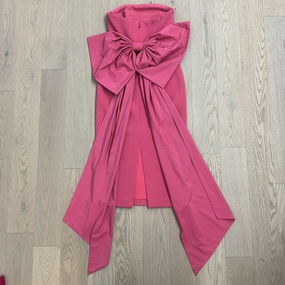 Rebecca Vallance Anais Bow Midi Dress, Rose Pink, 8 UK/ 4US - Picture 10 of 16